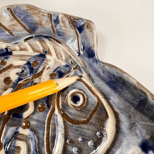 Pesce Trinket Piatto Cucchiaio Riposo Spugna Arte Ceramica Jeanne Palmer Venezia FL Rustico - Foto 8 di 11
