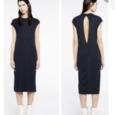 IRO Jeans Isaure Gray Shirt Cut Out Back Midi Dress XS