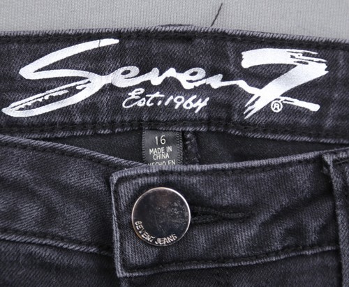 Pantalones de mezclilla para mujer Seven7 de altura media ajustados crudos con dobladillo negro talla 16 (35x28) - Imagen 3 de 8