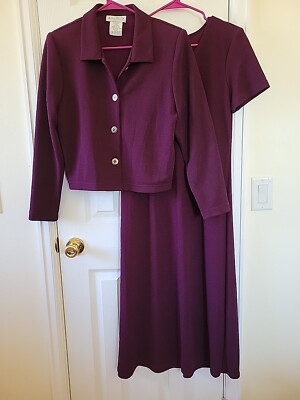 Miss Dorby Jacket Dress Size 10 Petite Dark Purple Knit