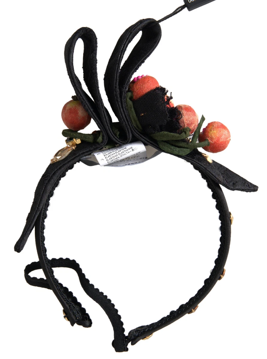 Dolce & Gabbana Dolce Gabbana Headband Crystal Bow Women Black Hair Accessories DOLCE & GABBANA Diadem Headband Black Crystal White Hair  main image 2