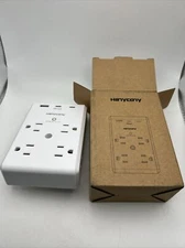Hanycony Multi Plug Outlet Extender with USB C Ports 3 Sided Power Strip White