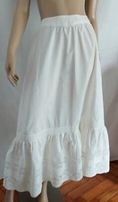 Vintage, French cotton, handmade white petticoat, lace trimmed.