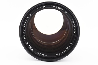 希少　MINOLTA AUTO TELE ROKKOR-PF 100mm f/2 MINT w/ Hood 】 Minolta Auto Tele Rokkor PF 100mm f/2 MF Lens MC