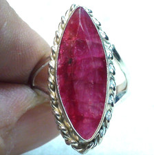 10.50 ct NATURAL TRANSLUCENT PINK RED RUBY RING 925 STERLING SILVER.SIZE 7.25