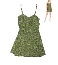 Calvin Klein Multicolor Leopard Print A-Line Sleeveless Mini Dress NWT Olive