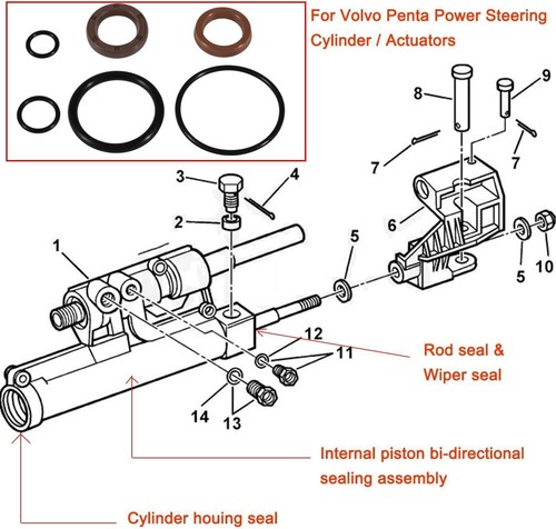 For Volvo Penta Power Steering Actuator Repair Seal Kit 3812269 3860883 3862210 - Picture 12 of 17