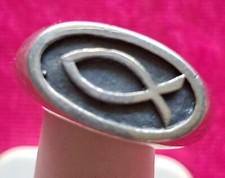 Vintage Sterling Silver Ichthys Ichthus Fish Design Band Ring Size 5 925
