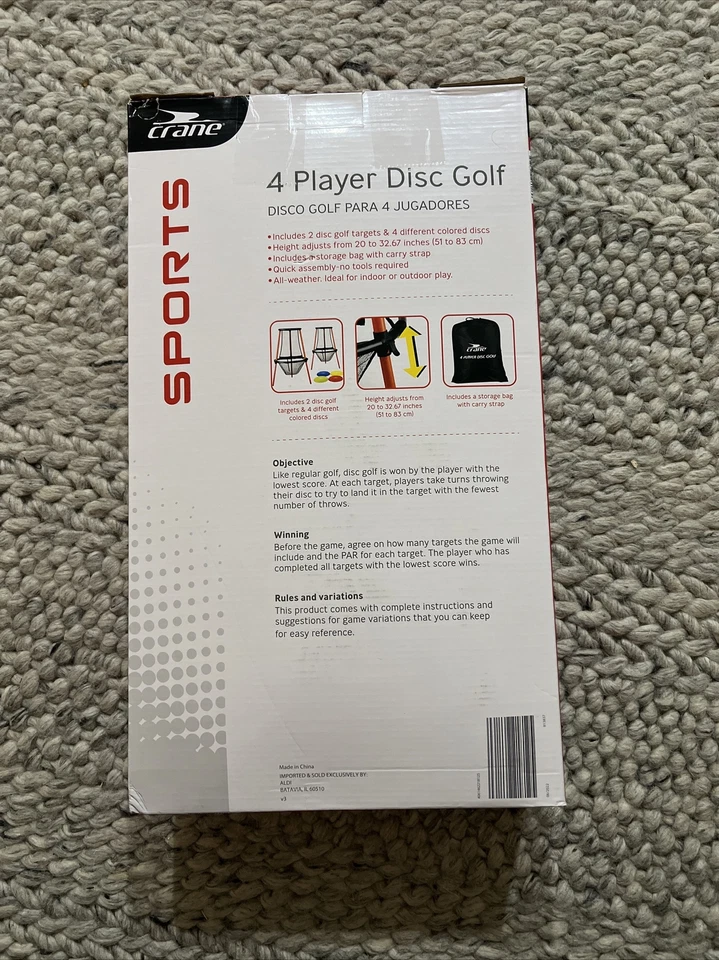 BRAND NEW CRANE SPORTS 4 PLAYER DISC GOLF SET IN BOX 2 TARGETS, 4 DISCS & BAG - Image 3 of 3