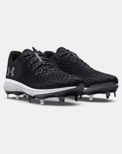 Under Armour Glyde 2 MT 3026601-001 Women's Black Silver Softball Cleats DWA346