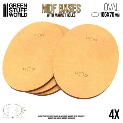 4x MDF Bases - Oval 105x70mm - Thickness 3mm AOS Basing Laser Cut Wargames wood