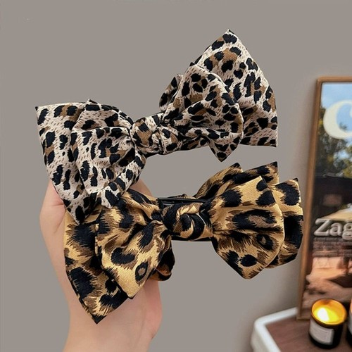 Simple Leopard Print Hair Clip Bow Hair Grab For Women Girls Hair Accessories