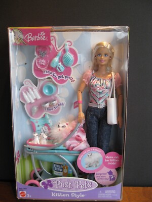 激レア Barbie Posh Pets Kitten Style サプライズ付 2003 Barbie Posh Pets Kitten Style Doll Set Mattel B5748 nib