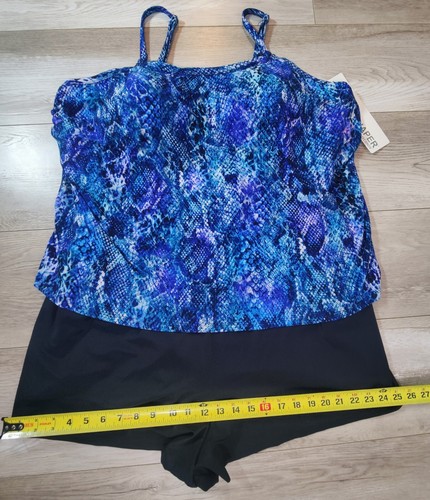 TrimShaper Romper One Piece Swimsuit Womans Plus 24W Blue Black Slimming NWT - Picture 8 of 17