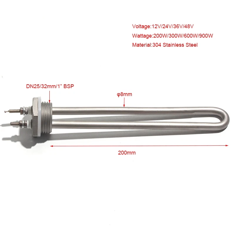 Water Immersion Heating Element DN25 DC 12V/24V/48V 1" BSP/NPT Thread Resistance - Image 3 of 4