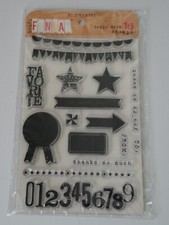 My Mind's eye Kraft funday HAPPY DAYS STAMPS, 16 pc set. ticket, prize bunting