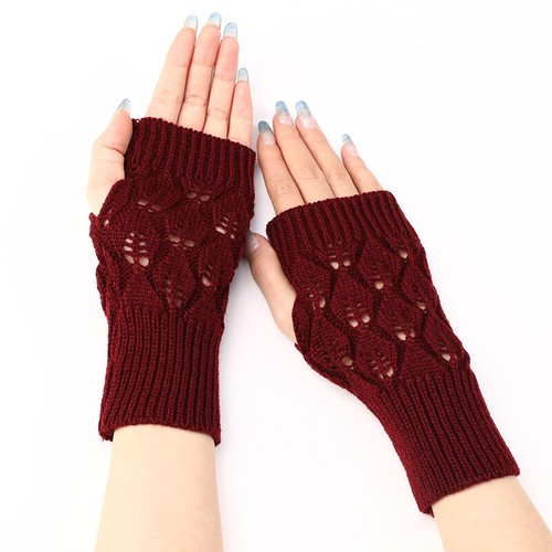 Damen Zopfmuster Fingerlose Handschuhe Strick Armstulpen Langarm Winter Warm Fäustlinge~ - Bild 26 von 28