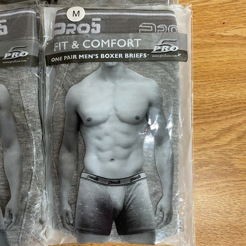 Pro 5 Boxer Briefs Men's M Or L Fit & Comfort No Button 2 Pk or 4 Pk Gray New - Picture 11 of 14