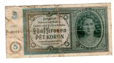 BOHEMIA And MORAVIA Billet 5 KORUN 1940 P4 Protectorate Bohemia and Moravia