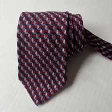 BROOKS BROTHERS 346 Tie Mens Silk Necktie Jacquard Italian Mosaic USA Red Blue