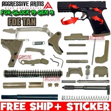 AGGRESSIVE ARMS FDE TAN UPPER LOWER Slide Parts Kit GLOCK 19 GEN 1 2 3 UPK LPK