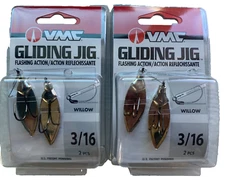 4  (2 packs of 2) VMC Silver Willow Gliding Jigs 3/16 oz