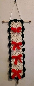 Vintage Handmade Crocheted Christmas Door Wall Hanging Decoration 22in Holiday