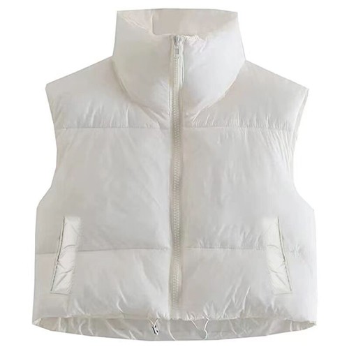 Ladies Winter Crop Vest Stand Collar Puffer Jacket Women Sleeveless Casual Coat - Picture 11 of 57