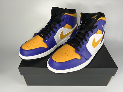 Nike Air Jordan 1 Mid Lakers Purple University Gold Retro DQ8426