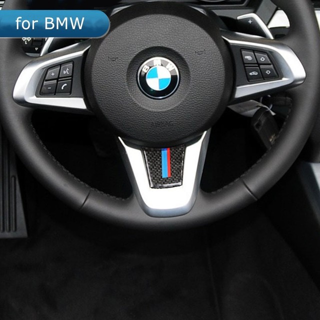 For BMW Z4 E89 Car Steering Wheel Cover Carbon Fiber M Stripe Emblem