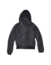 Hurley Womens Hooded Quilted Jacket Uk 8 Small Black Polyester Dm01