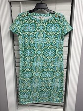 Talbots Medium Dress Blue Green Short Sleeves Button Accent Casual L P