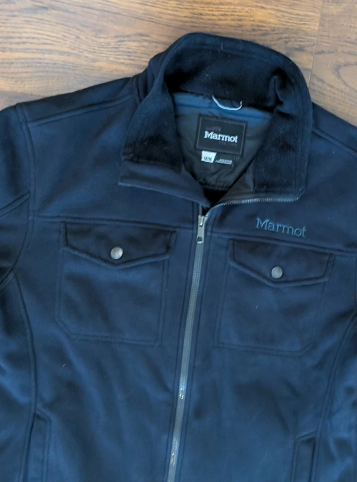 Marmot For Life Black Jacket Full Zip Pockets Outdoor Hiking Men M (22" pit-pit) - Image 2 of 4