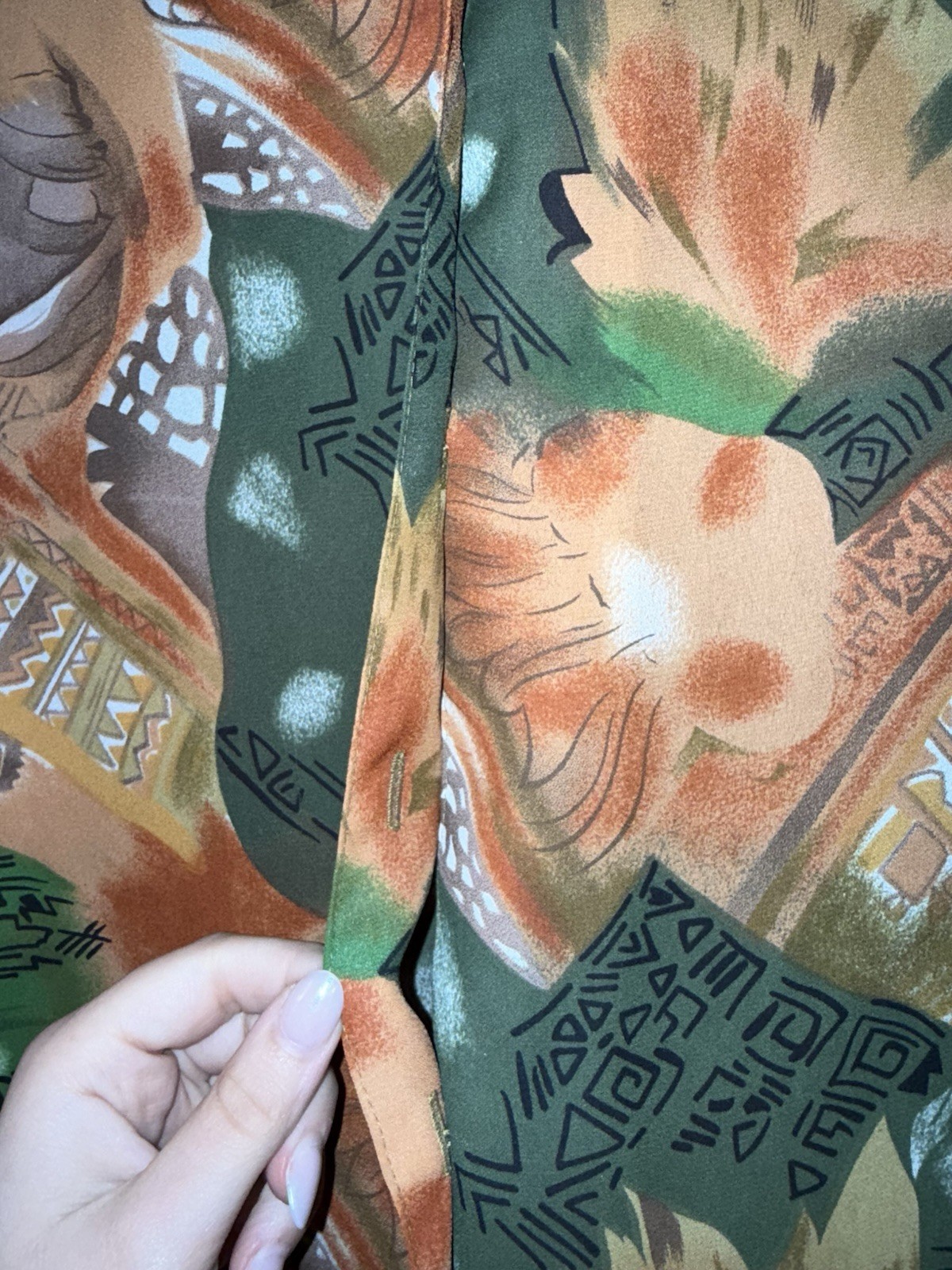 SAINT LAURENT Camicetta donna Yves St Clair arancione verde hawaiana con bottoni viaggio vacanze 14