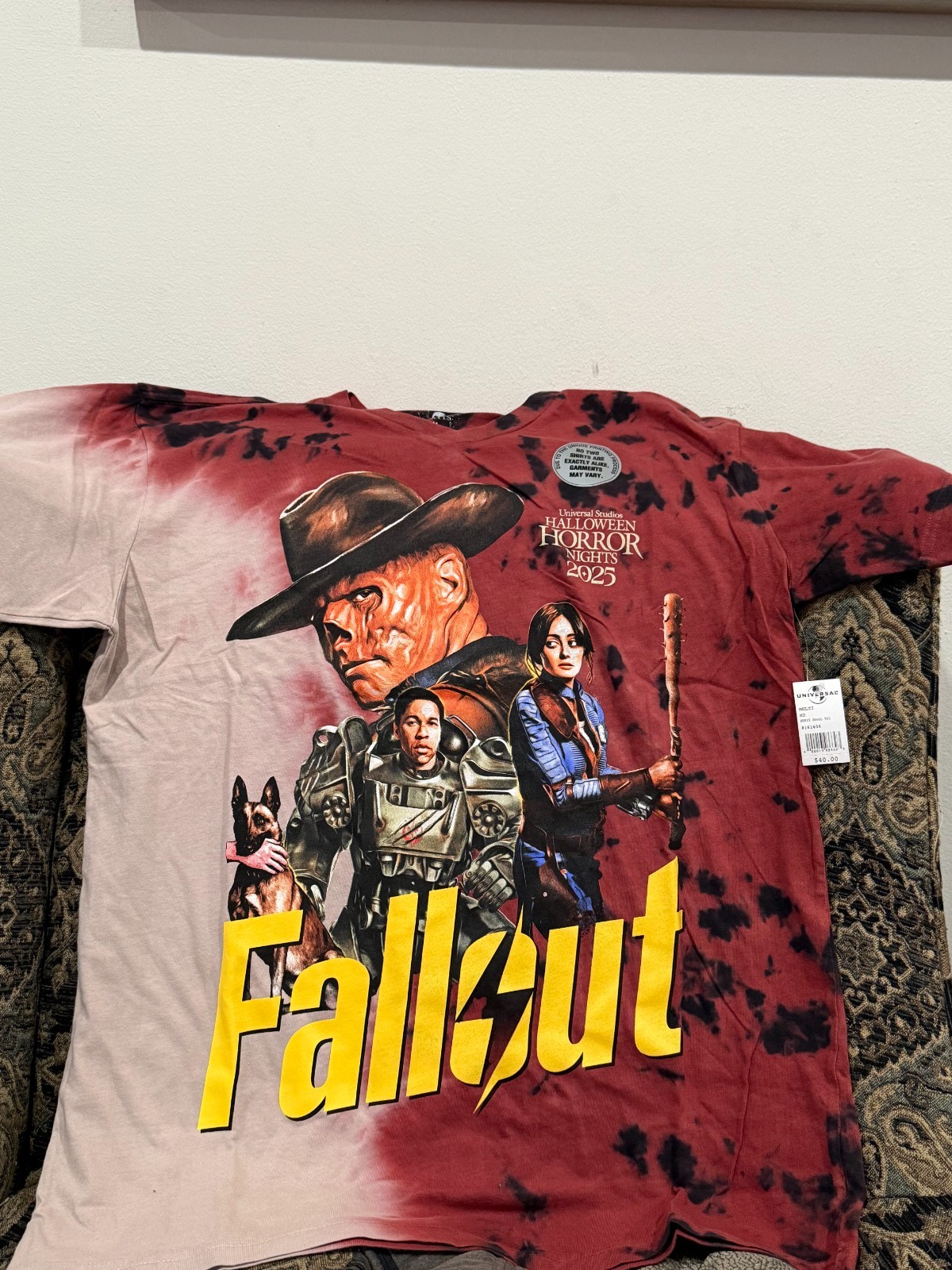 Universal Halloween Horror Nights HHN 2025 Fallout Red V Neck T-Shirt