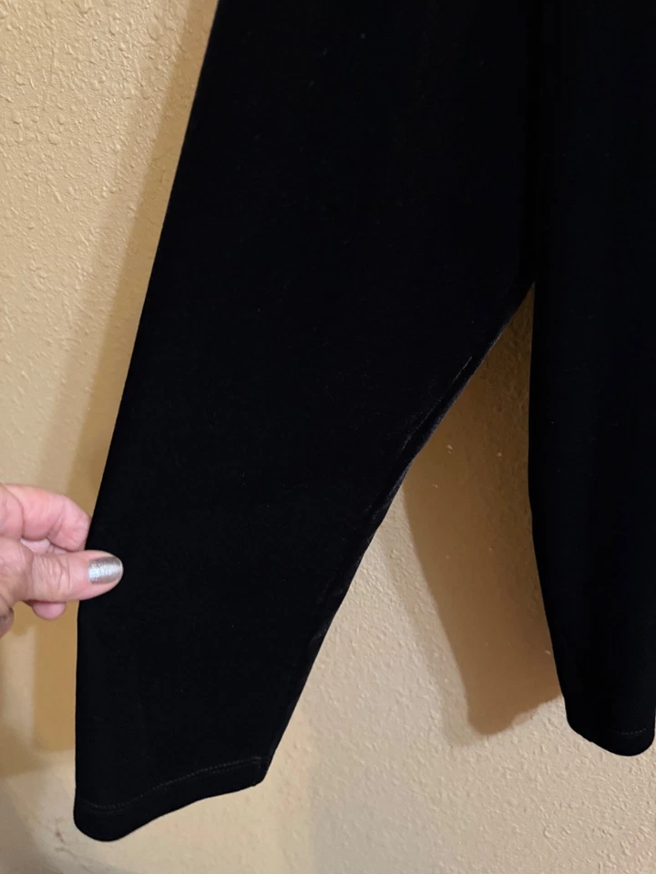 CHICO'S TRAVELERS COLL VELOUR CARDIGAN CHICO'S SZ 3 (XL) BLACK CHIFFON TRIM - Image 3 of 4