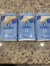 Gerber 2 Rice Cereal 8 Oz And 1 Oatmeal Cereal For Babies 8 Oz Expires 01/27 New