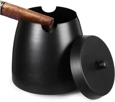 Cigar Ashtray with Lid for Outdoors Indoors Outside Patio Home Black Decor,La...