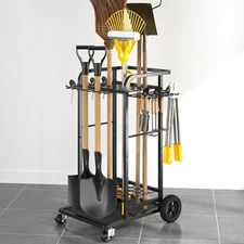 Garden Tool Organizer Rack for Garage Yard Tools Shovels Rakes Brooms 3 Tier