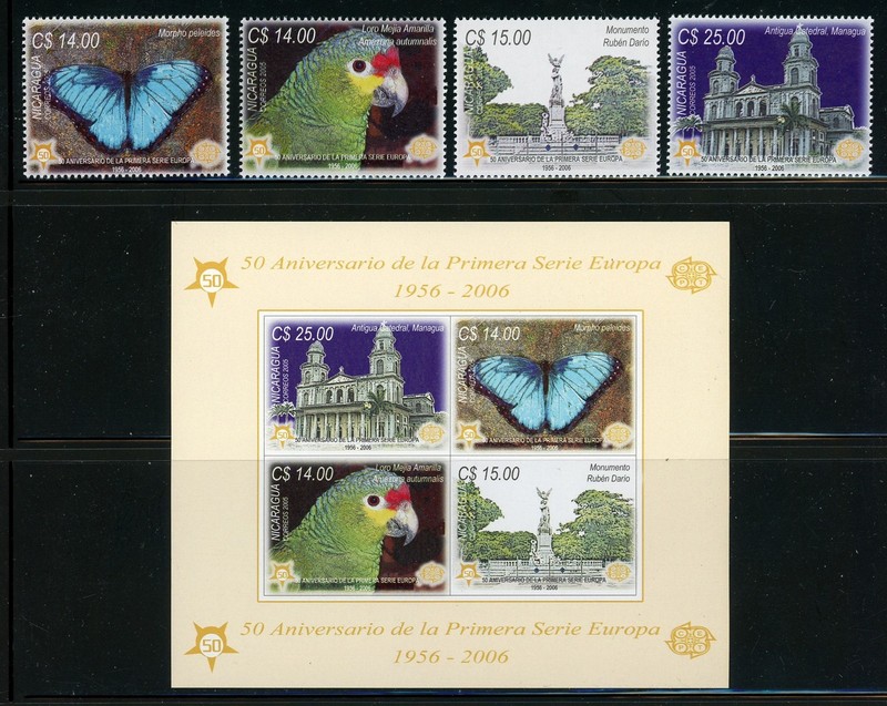 NICARAGUA MNH S/S Minisheet Selections: Scott #2466-2470 EUROPA CEPT 50th CV$26+