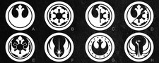 Star Wars Decal Sticker  Choose 1 Rebel Empire Jedi Symbol Vinyl Car Laptop 6  