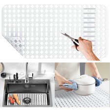 Moryimi Large White Silicone Sink Mat and Protector With Cutout Drain Holes f...