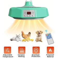 Chicken Coop Heater Chicken Brooder Lamp Warmer with Remote Poultry Heating Fan