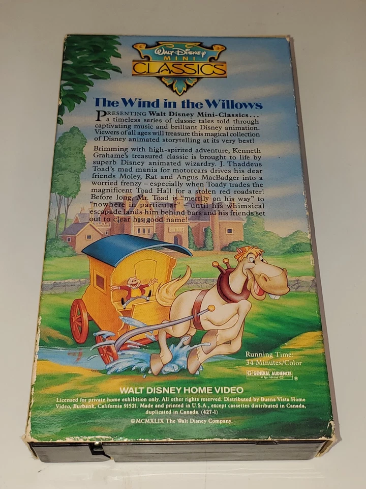 Vintage 1989 Walt Disney Mini Classics The Wind in the Willows Short Film VHS - Image 3 of 4