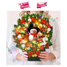 Delightful Snowman 3D Christmas Greeting Card with Music & Lights Included
