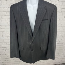 Hickey Freeman Dark Grey Pinstriped 2 Button Blazer Sport Coat USA Made Size 43L