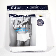 Vintage Stafford Size 38 Mens 6 Full-Cut Briefs Underwear 100 Cotton White NIP