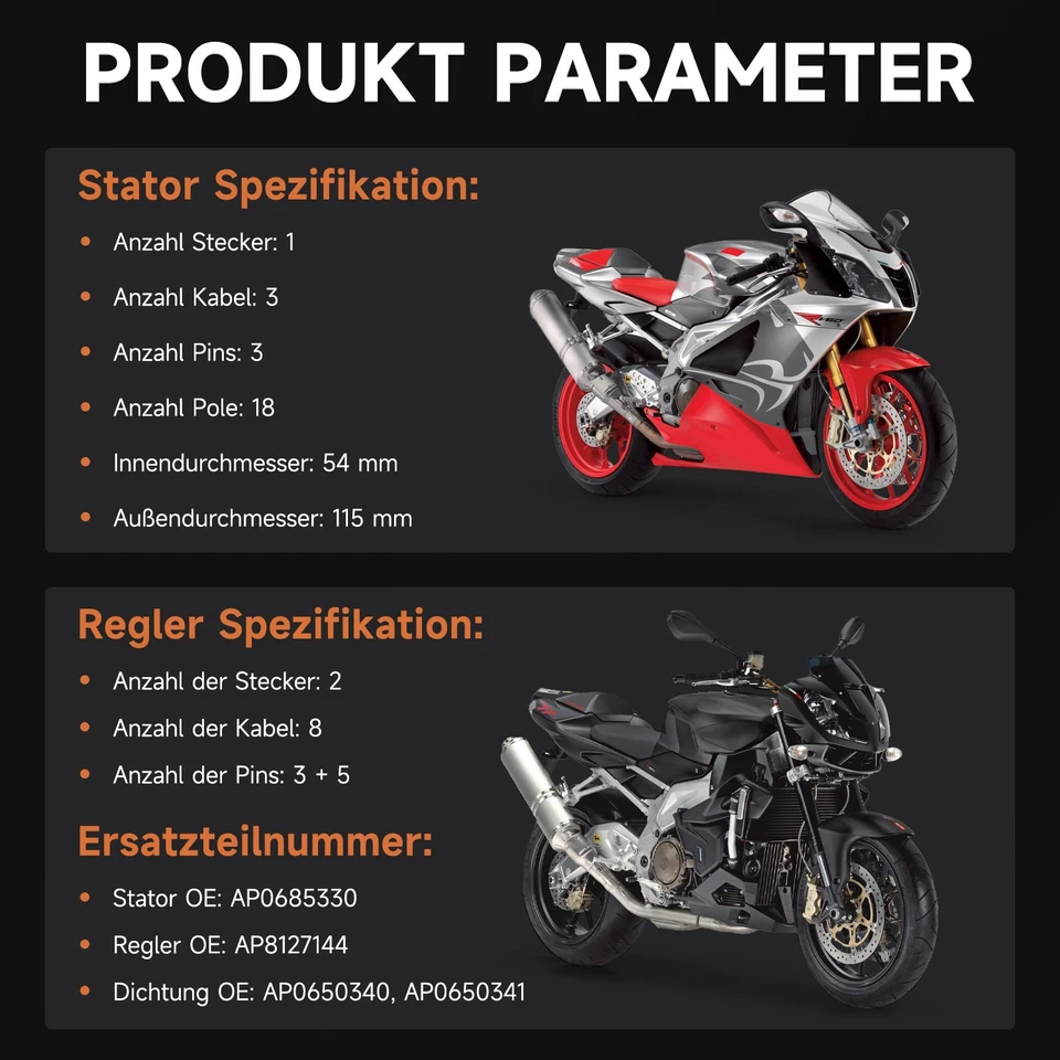 Alternator Stator Regulator w/Gasket For Aprilia RSV1000 Tuono Factory / R 06-09 - Image 3 of 4