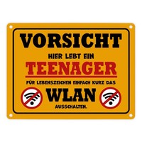 Vorsicht Teenager - Einfach Wlan Ausschalten Metallschild In 15X20 Cm