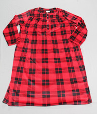 Aria Collection Nightgown Long Sleeve Velour Sz XL Red Buffalo Plaid Pockets